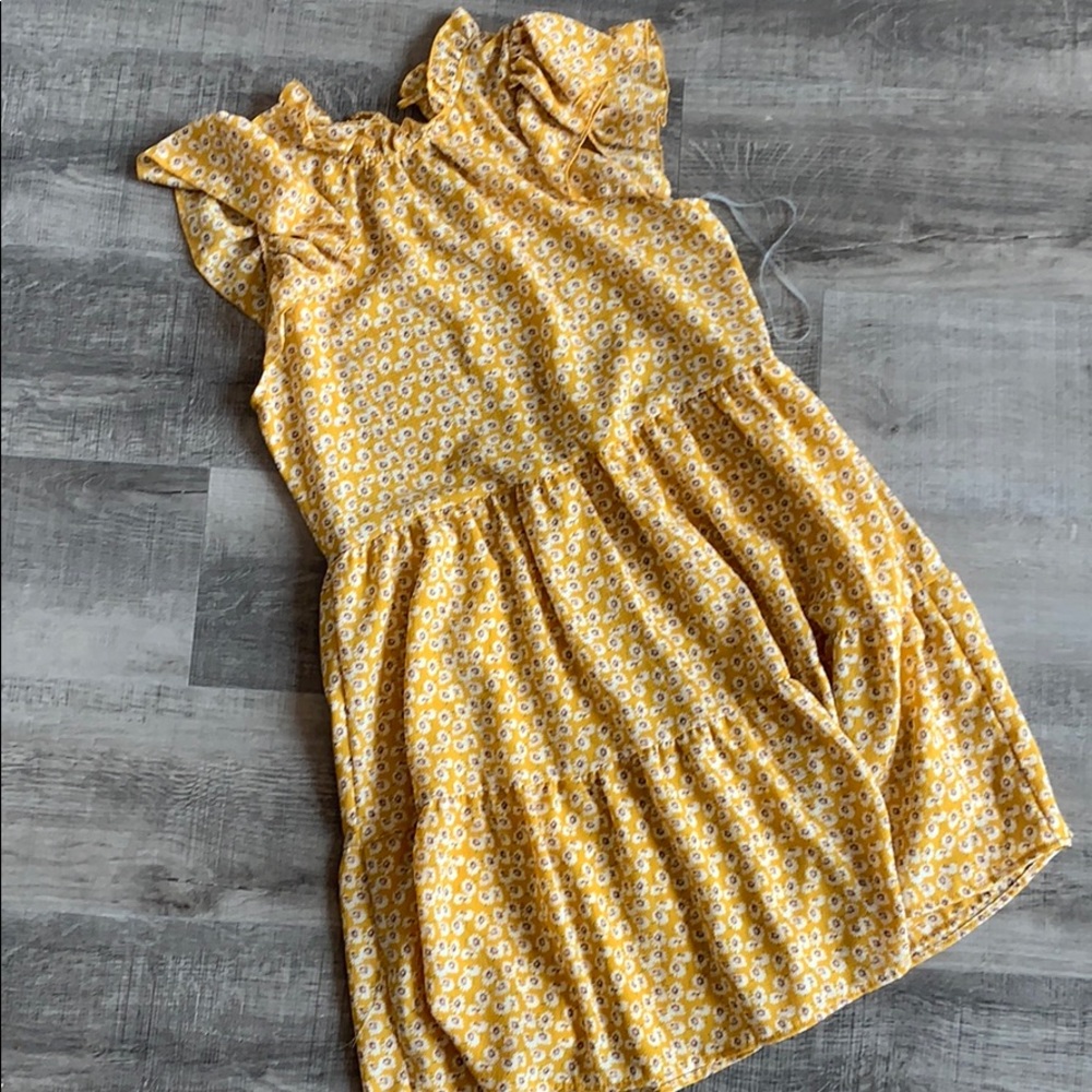 Yellow Floral Ruffle Dress - Picture 2 of 4